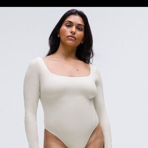 Lululemon Elegant Cream Long Sleeve Bodysuit